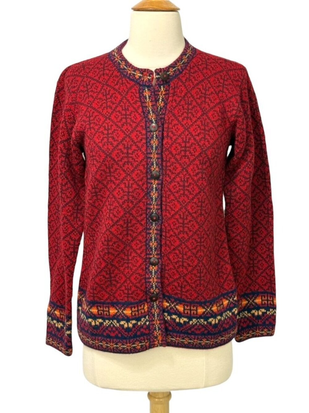 L.A.M. Bolivia Womens Alpaca Cardigan Sweater Red Long Sleeve Size 38 / US S/M